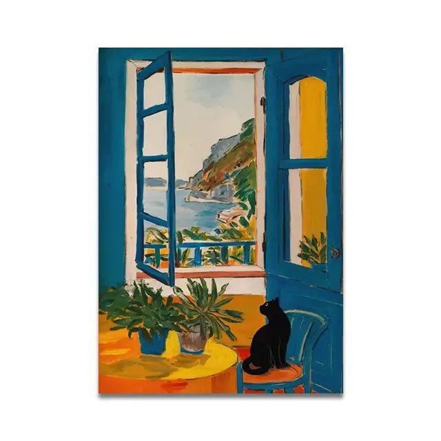 DecorBites™ Cat Reading on Toilet Wall Art