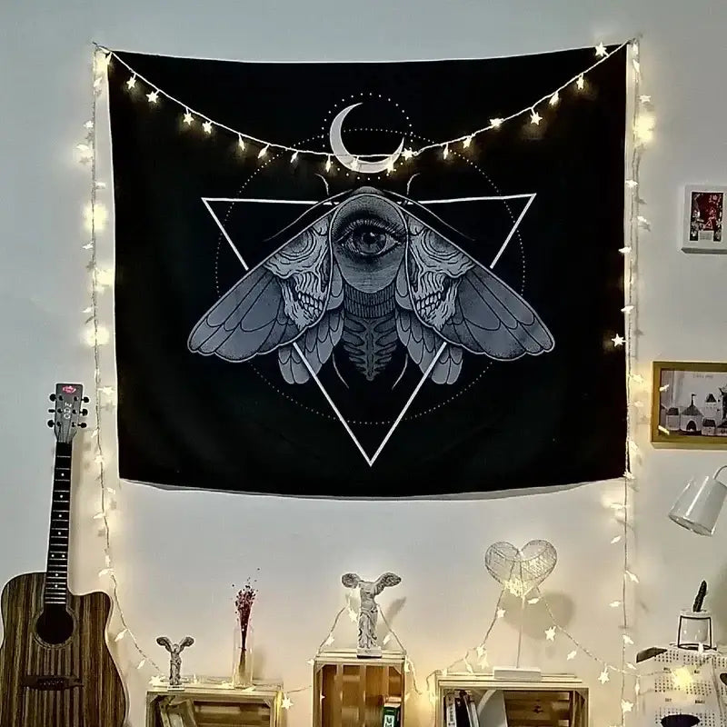 Decorbites cat witchcraft black rose tapestry bedroom wall hanging