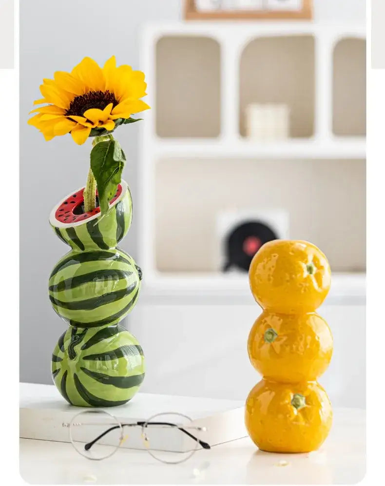 DecorBites™ Ceramic Fruit Vase for Home and Office