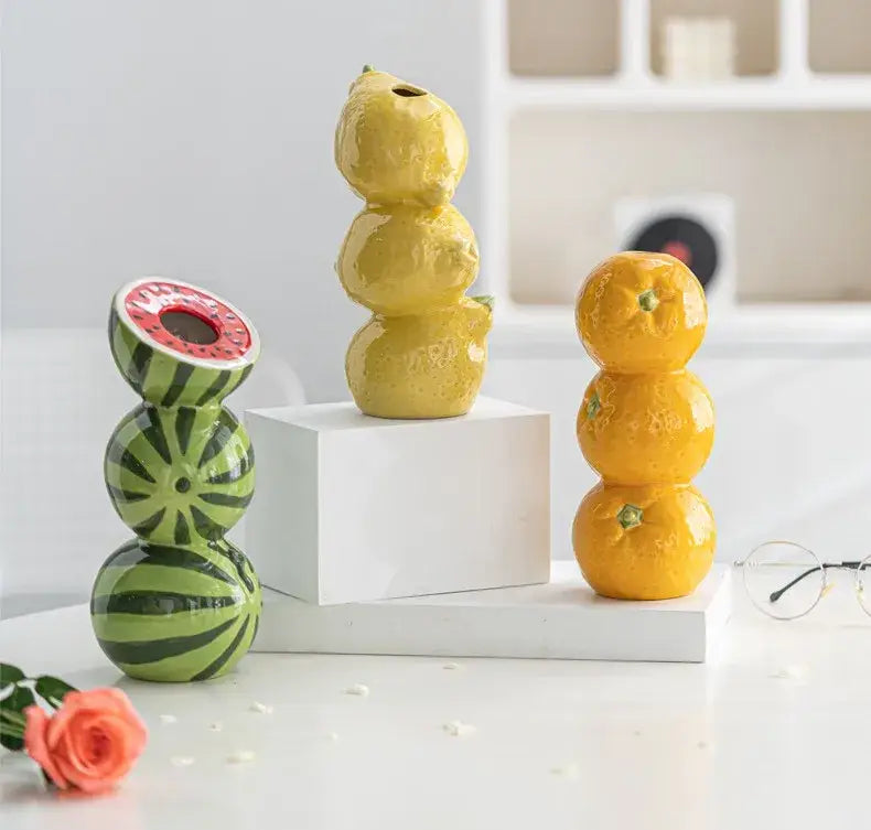DecorBites™ Ceramic Fruit Vase for Home and Office