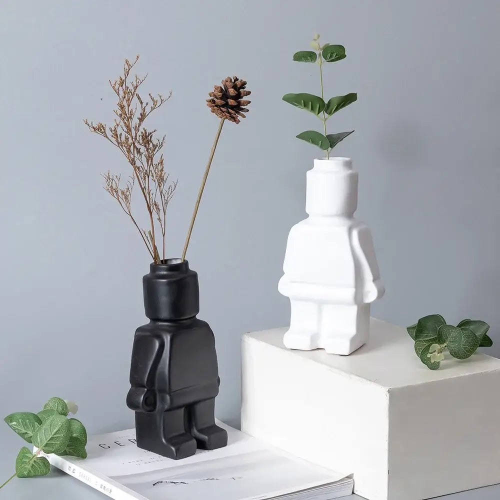 DecorBites™ Ceramic Robot Vase - Nordic Style Home Decor