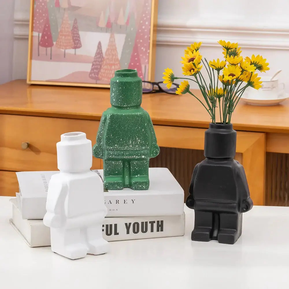 DecorBites™ Ceramic Robot Vase - Nordic Style Home Decor