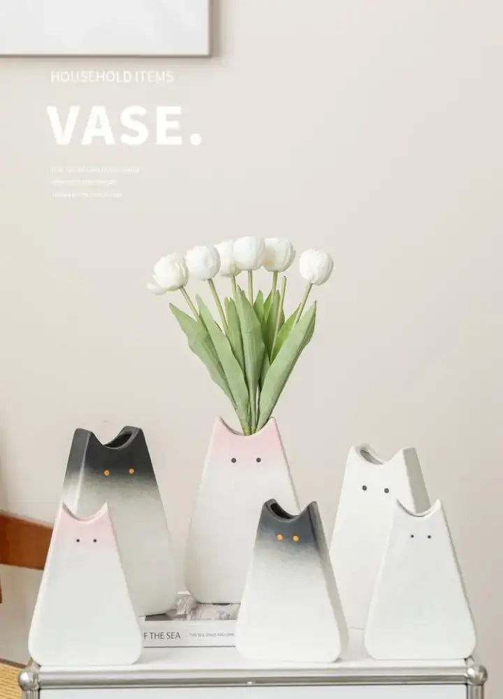 DecorBites™ Charming Cat-Inspired Ceramic Vase