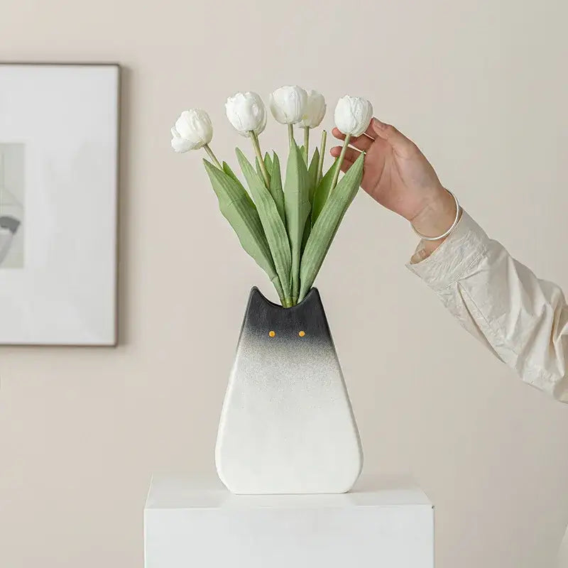 DecorBites™ Charming Cat-Inspired Ceramic Vase