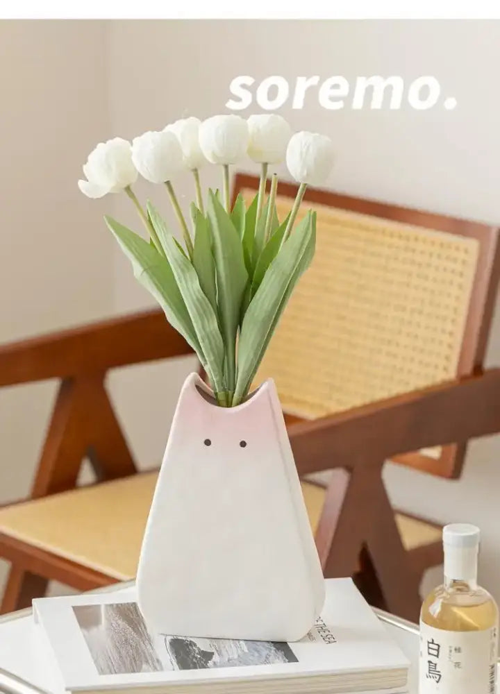 DecorBites™ Charming Cat-Inspired Ceramic Vase