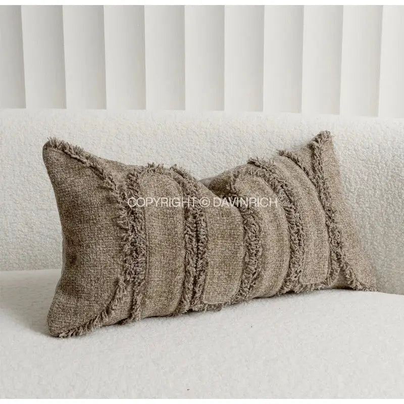 DecorBites™ Chestnut Brown Wabi Sabi Lumbar Pillow Case with Heavy Texture