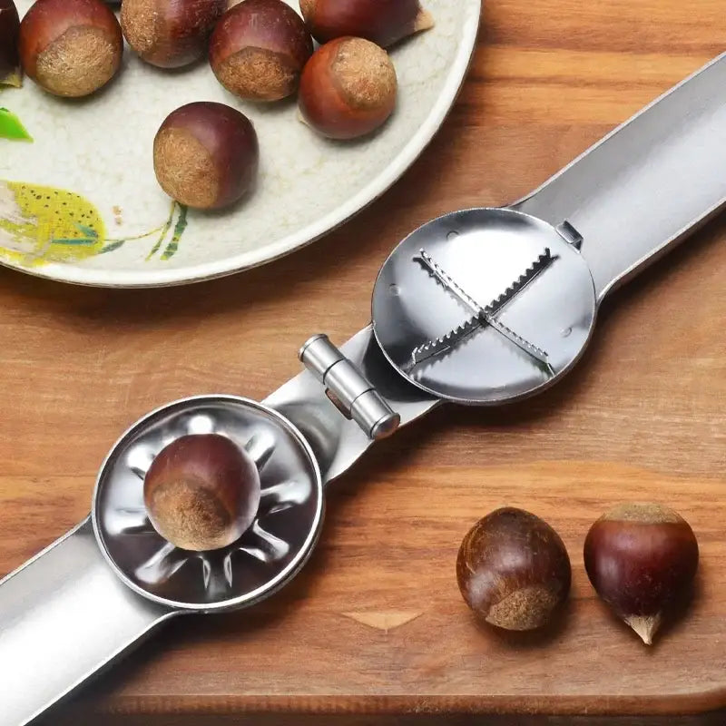DecorBites™ Chestnut Opener: Stainless Steel Quick Clip Cracker & Pliers Tool