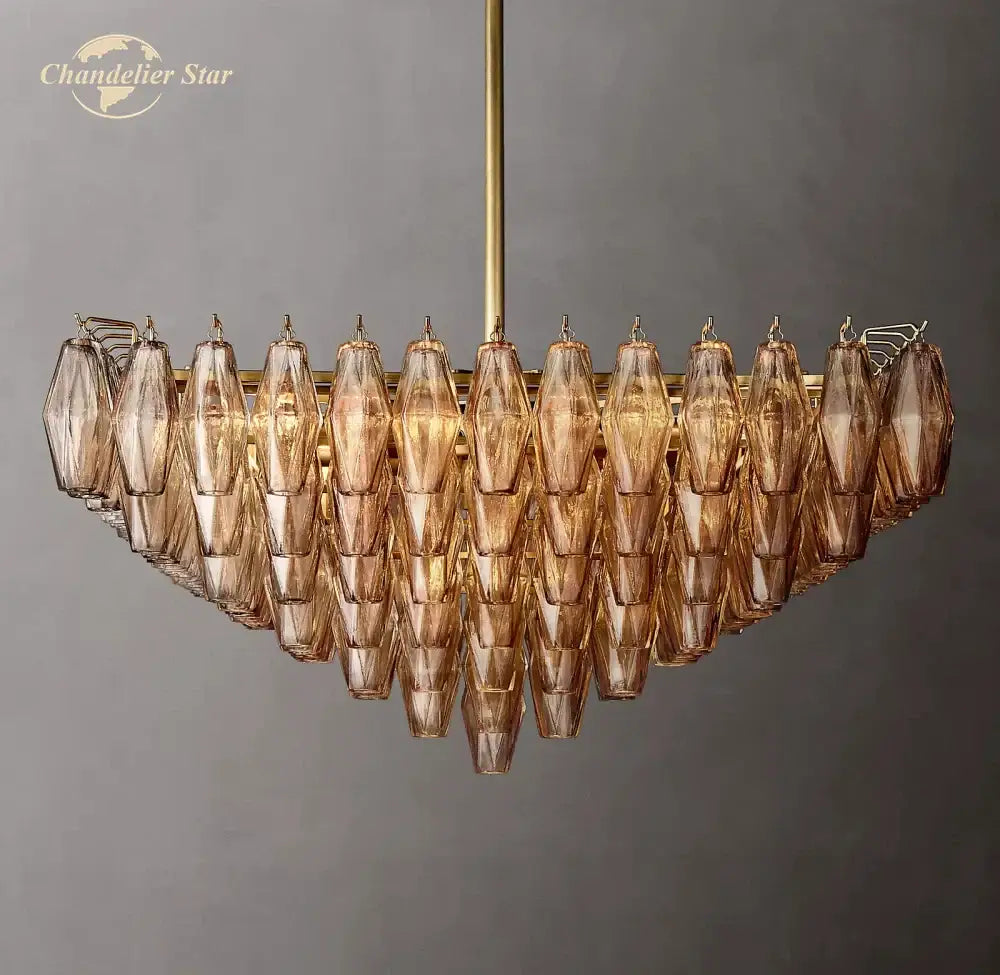 DecorBites™ Chiara Glass LED Square Chandelier for Living Dining Room Lighting