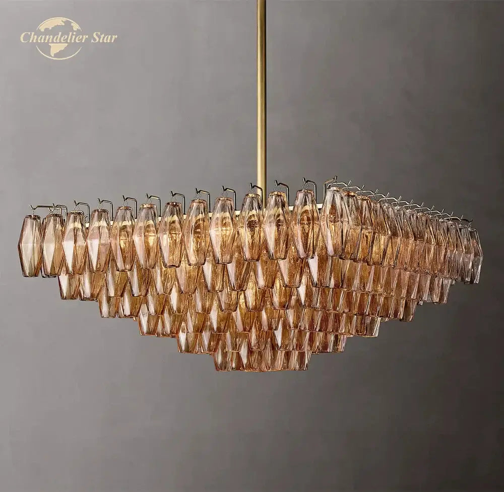 DecorBites™ Chiara Glass LED Square Chandelier for Living Dining Room Lighting