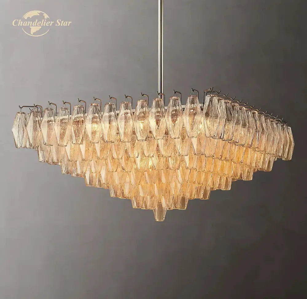 DecorBites™ Chiara Glass LED Square Chandelier for Living Dining Room Lighting