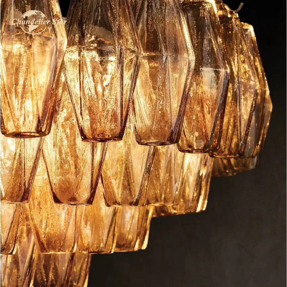 DecorBites™ Chiara Glass Square LED Chandelier Pendant Light Fixture - Modern Hanging Lamps