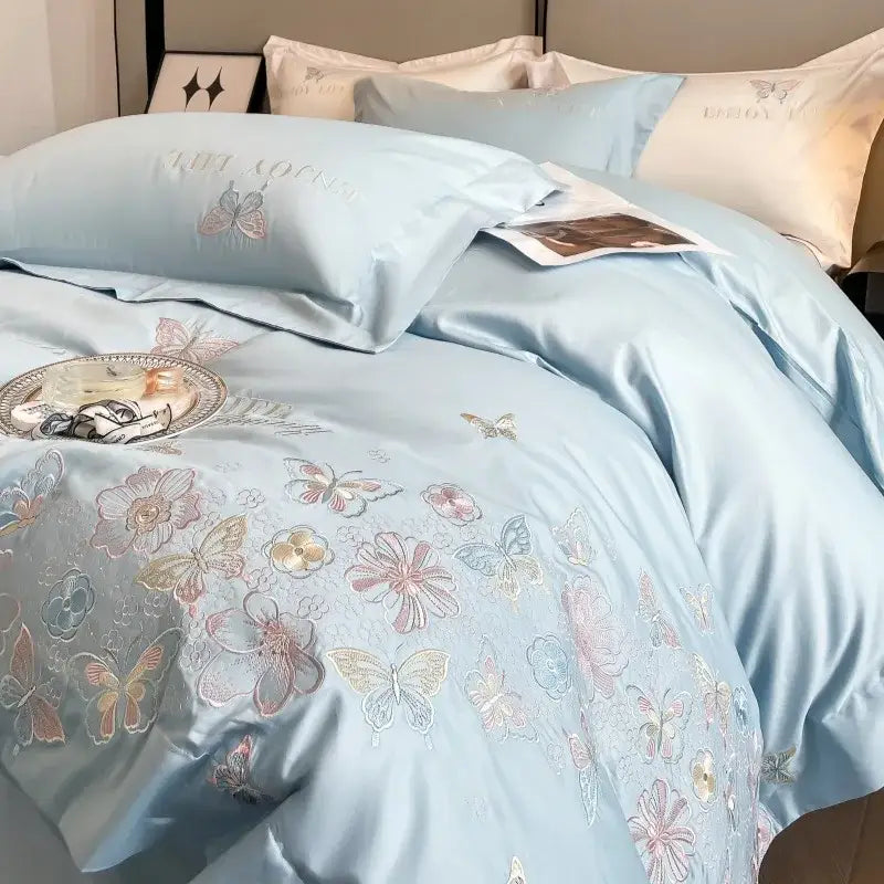 DecorBites™ Chic Embroidered Cotton Bedding Set for Luxurious Home Décor