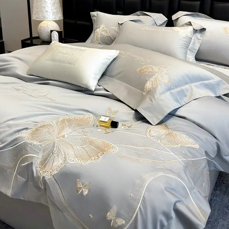 DecorBites™ Chic Embroidered Cotton Bedding Set for Luxurious Home Décor