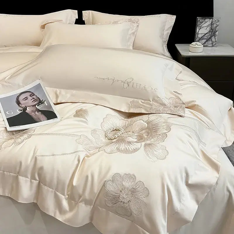 DecorBites™ Chic Embroidered Cotton Bedding Set for Luxurious Home Décor