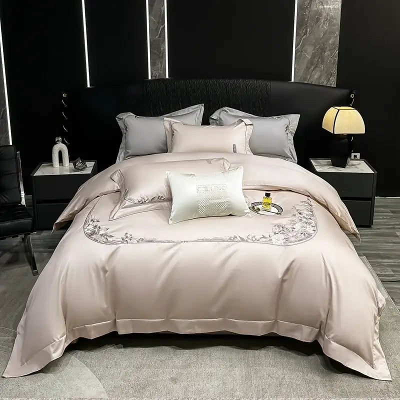 DecorBites™ Chic Flowers Embroidery Luxury Bedding Set - 1000TC Egyptian Cotton 4Pcs