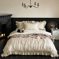 DecorBites™ Chic Flowers Jacquard Cotton Bedding Set with Ruffles