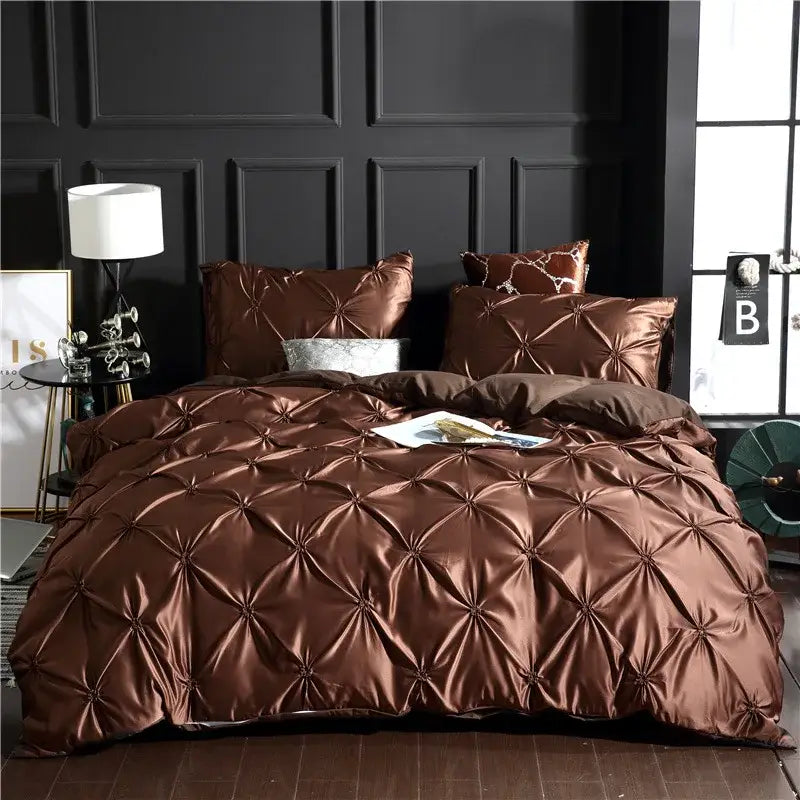 DecorBites™ Chiffon Flower Design Duvet Cover Set with Pillow Cases - Soft Polyester Bedding