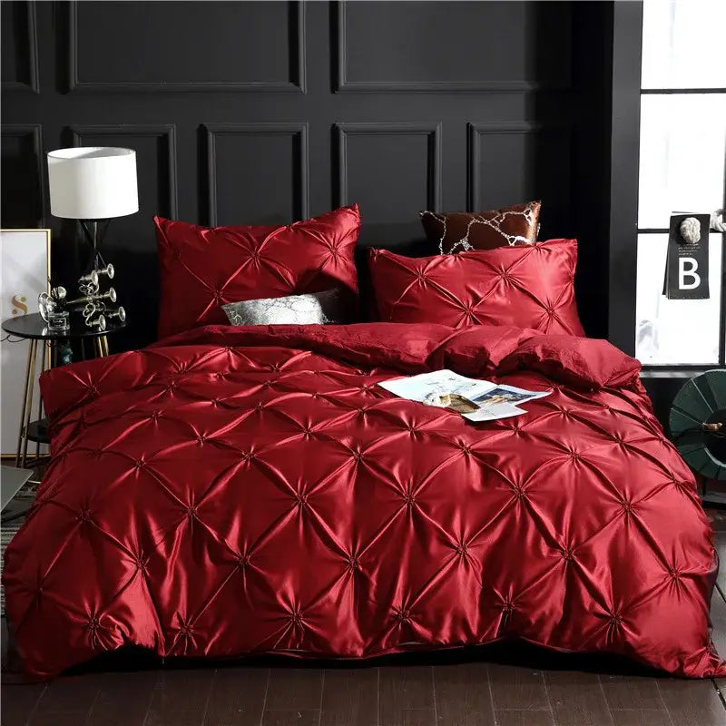 DecorBites™ Chiffon Flower Design Duvet Cover Set with Pillow Cases - Soft Polyester Bedding