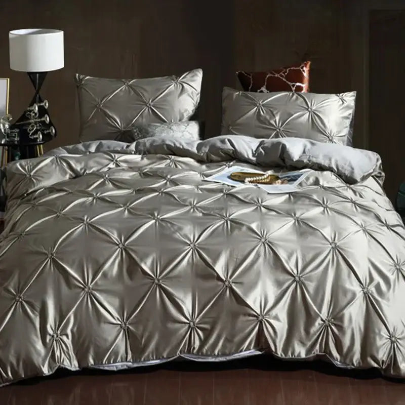 DecorBites™ Chiffon Flower Design Duvet Cover Set with Pillow Cases - Soft Polyester Bedding