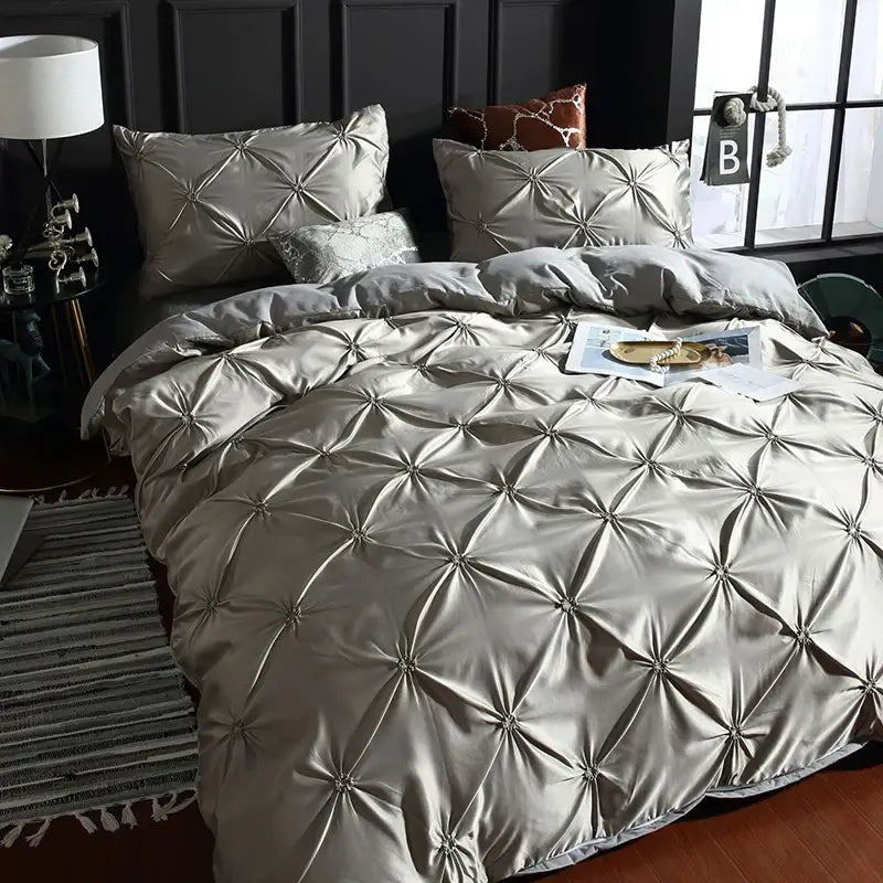 DecorBites™ Chiffon Flower Design Duvet Cover Set with Pillow Cases - Soft Polyester Bedding