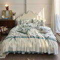 DecorBites™ Chiffon Lace Ruffles Princess Egyptian Cotton Bedding Set