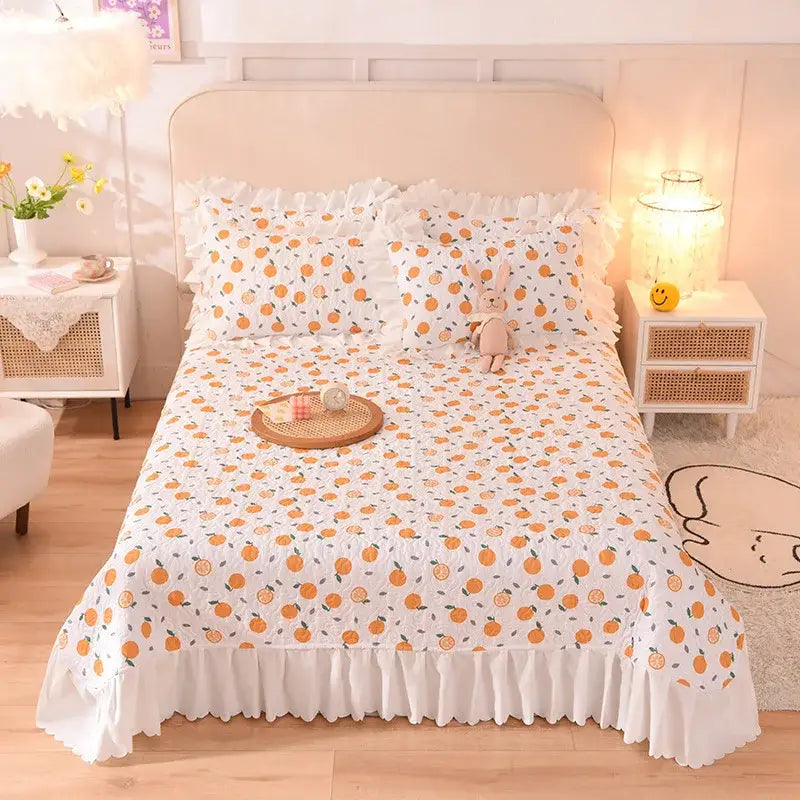 DecorBites™ Chiffon Quilted Bed Spread Set - Queen Size Cotton Bedspread Cover