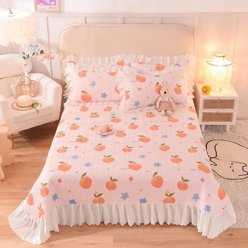 DecorBites™ Chiffon Quilted Bed Spread Set - Queen Size Cotton Bedspread Cover