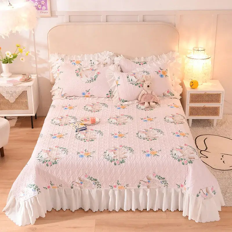 DecorBites™ Chiffon Quilted Bed Spread Set - Queen Size Cotton Bedspread Cover