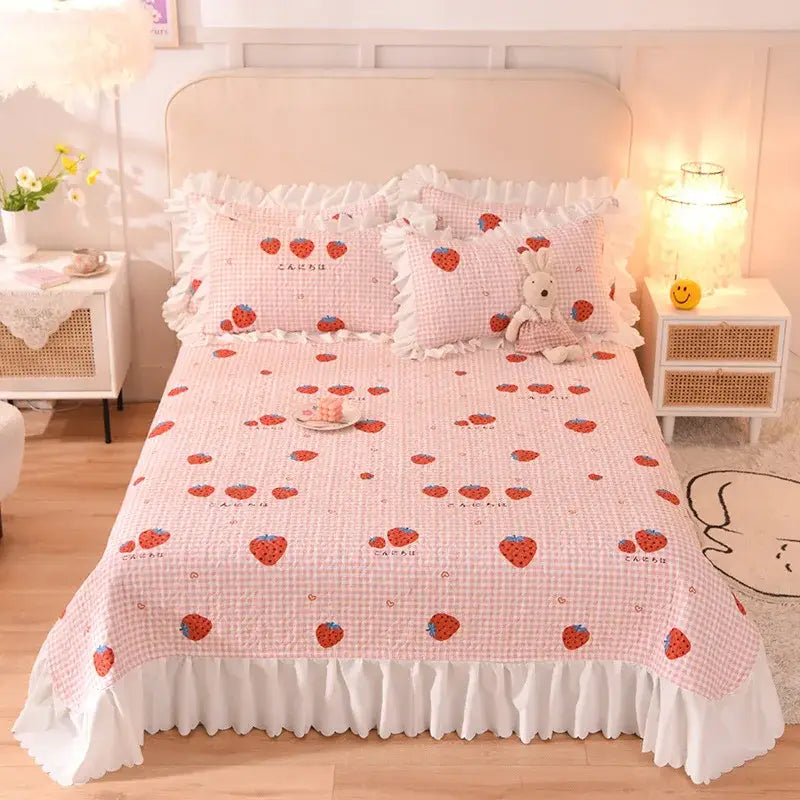 DecorBites™ Chiffon Quilted Bed Spread Set - Queen Size Cotton Bedspread Cover