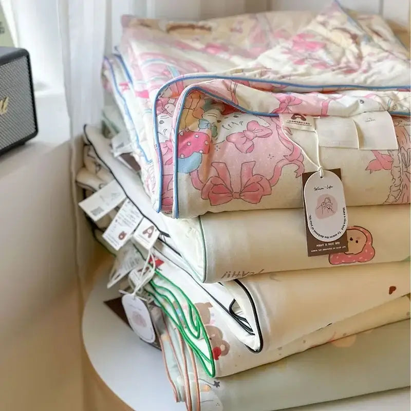 DecorBites™ لحاف تبريد صيفي بنمط رسوم متحركة للأطفال - لحاف مزدوج رقيق جيد التهوية لسرير مزدوج
