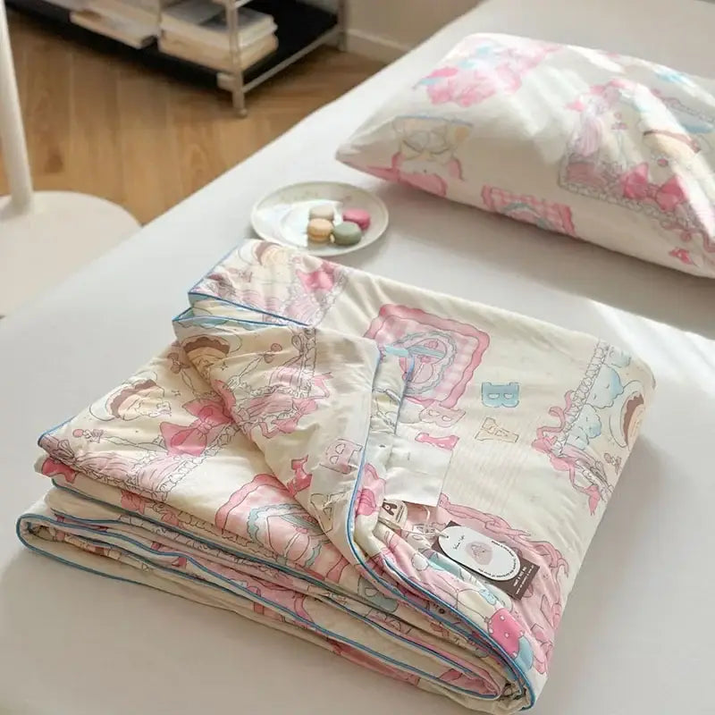 DecorBites™ لحاف تبريد صيفي بنمط رسوم متحركة للأطفال - لحاف مزدوج رقيق جيد التهوية لسرير مزدوج