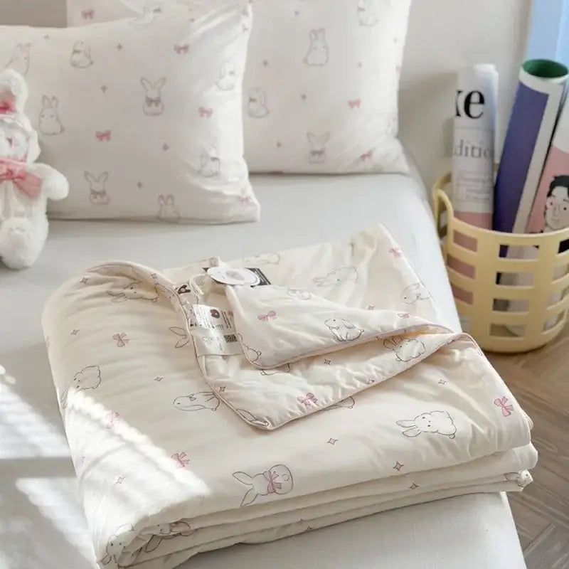 DecorBites™ لحاف تبريد صيفي بنمط رسوم متحركة للأطفال - لحاف مزدوج رقيق جيد التهوية لسرير مزدوج