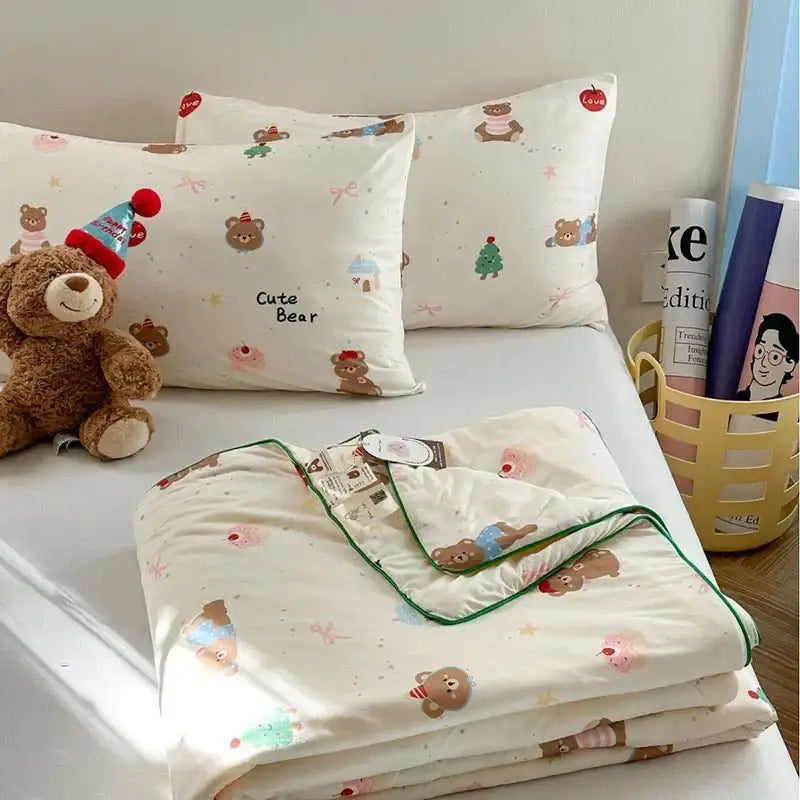 DecorBites™ لحاف تبريد صيفي بنمط رسوم متحركة للأطفال - لحاف مزدوج رقيق جيد التهوية لسرير مزدوج