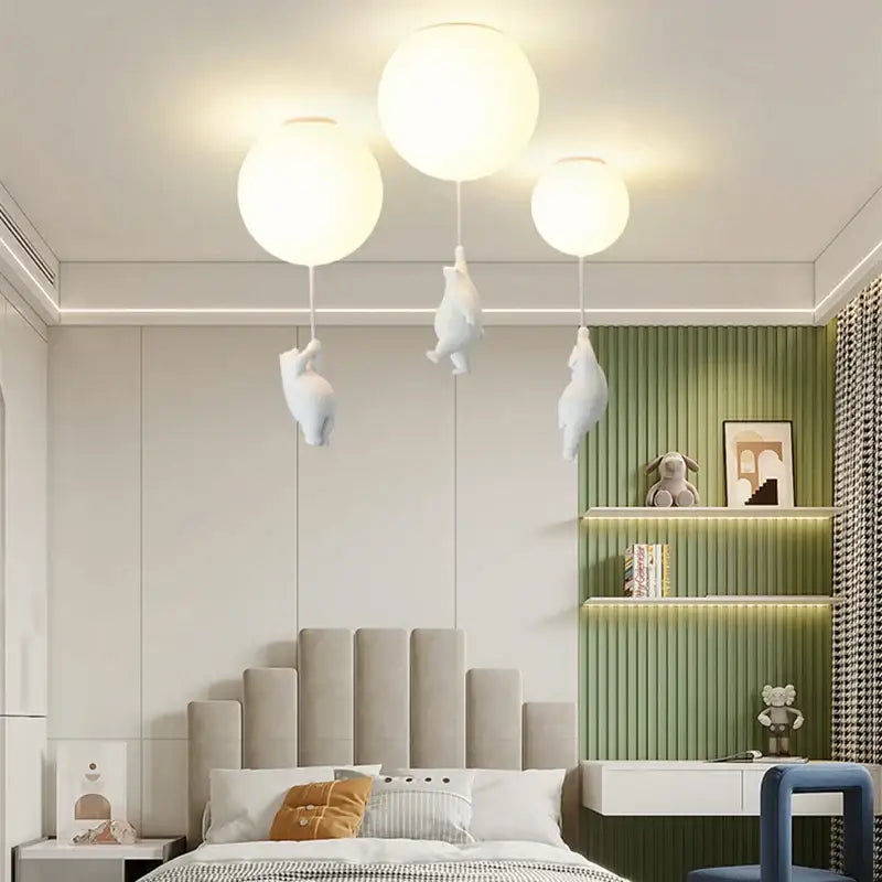 DecorBites™ Children Nordic Bear Astronaut LED Ceiling Chandelier - Kid's Theme Decor