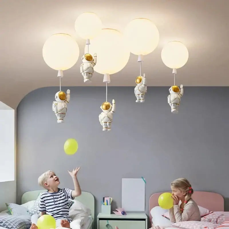 DecorBites™ Children Nordic Bear Astronaut LED Ceiling Chandelier - Kid's Theme Decor