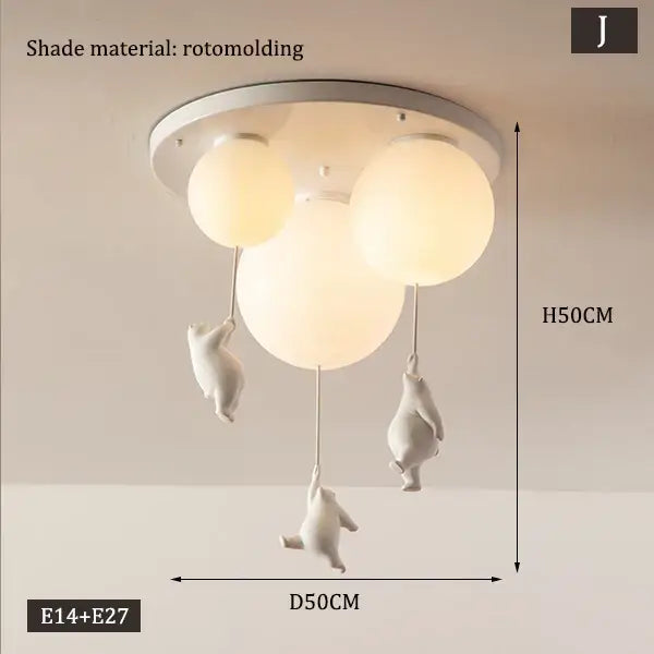 DecorBites™ Children Nordic Bear Astronaut LED Ceiling Chandelier - Kid's Theme Decor