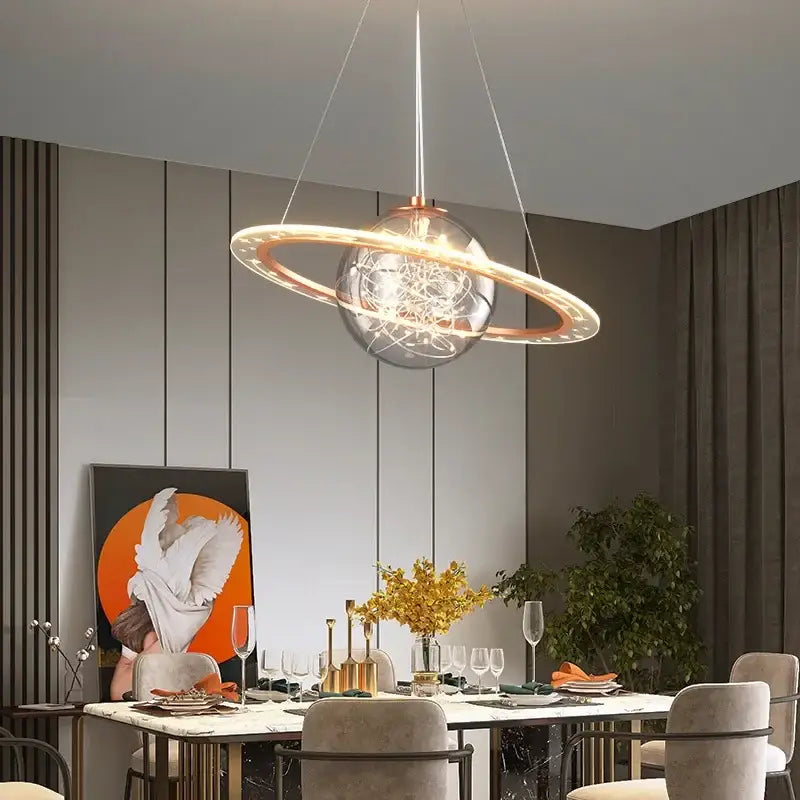 DecorBites™ Children's Planet Earth Pendant Lamp: Acrylic Space Star Theme LED Hanging Light