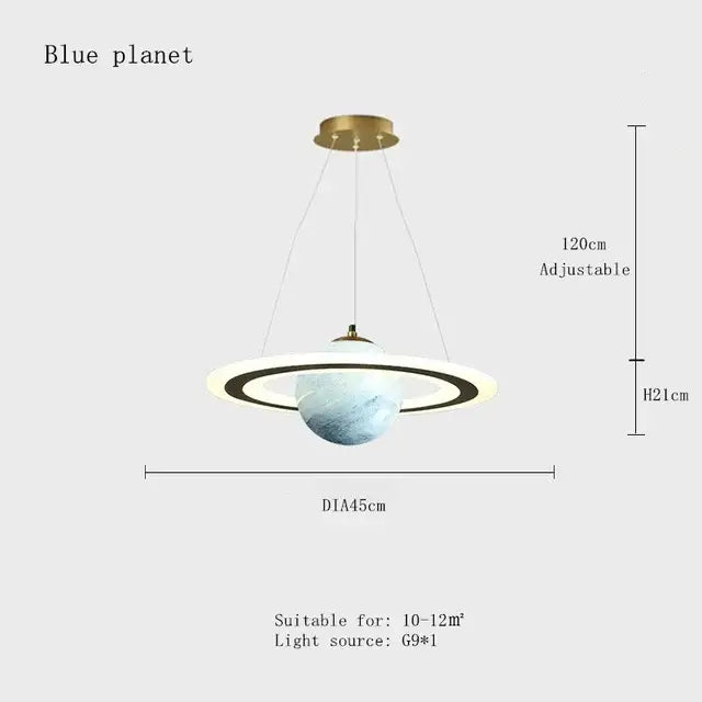 DecorBites™ Children's Planet Earth Pendant Lamp: Acrylic Space Star Theme LED Hanging Light