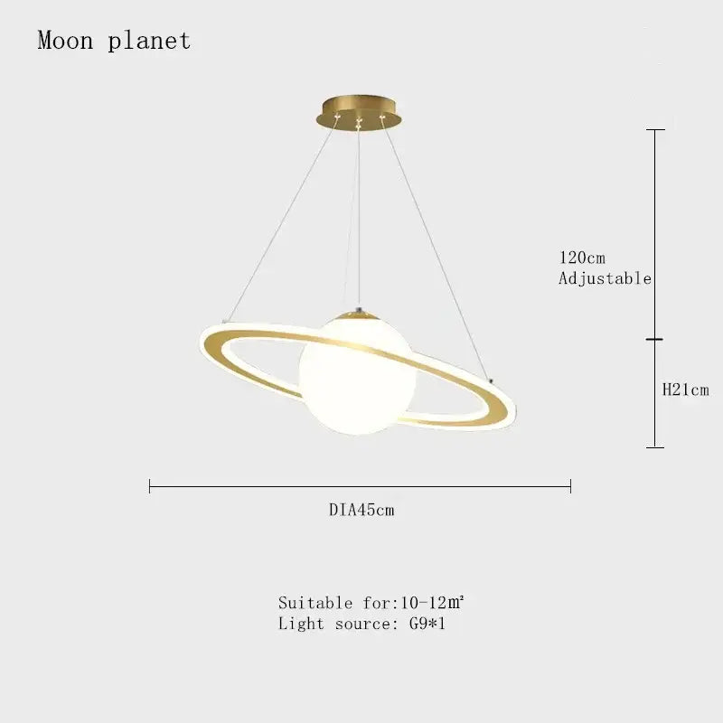 DecorBites™ Children's Planet Earth Pendant Lamp: Acrylic Space Star Theme LED Hanging Light
