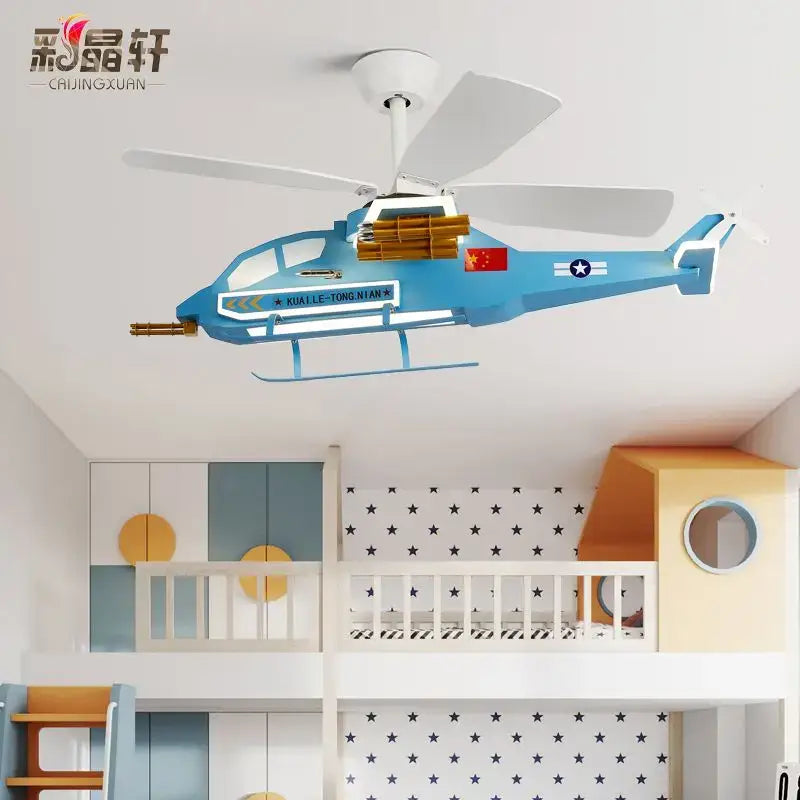DecorBites™ Children's Room Airplane Helicopter Fan Light - Creative Boy Bedroom Ceiling Light