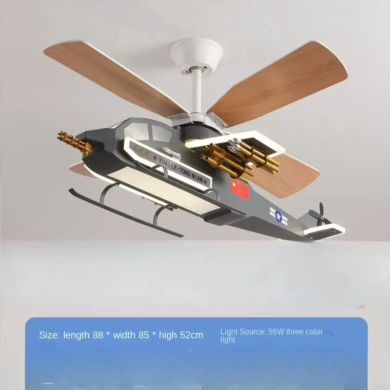 DecorBites™ Children's Room Airplane Helicopter Fan Light - Creative Boy Bedroom Ceiling Light
