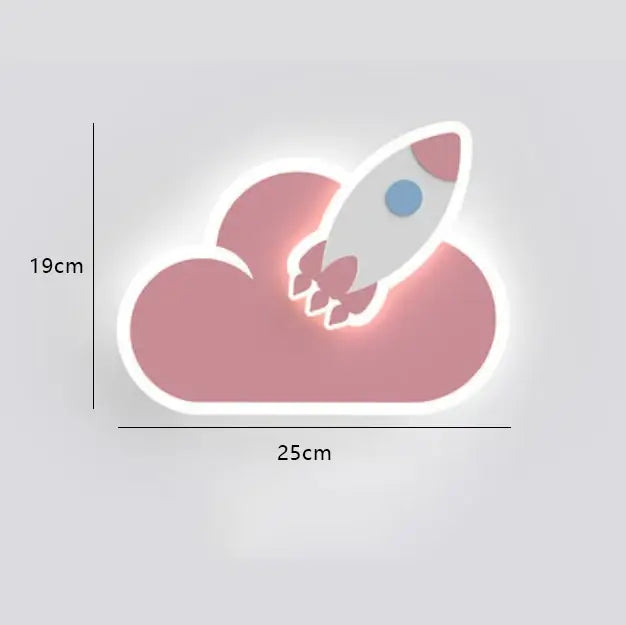 DecorBites™ Children's Room Crown Clouds Rocket Planet Night Light Bedside Lamp