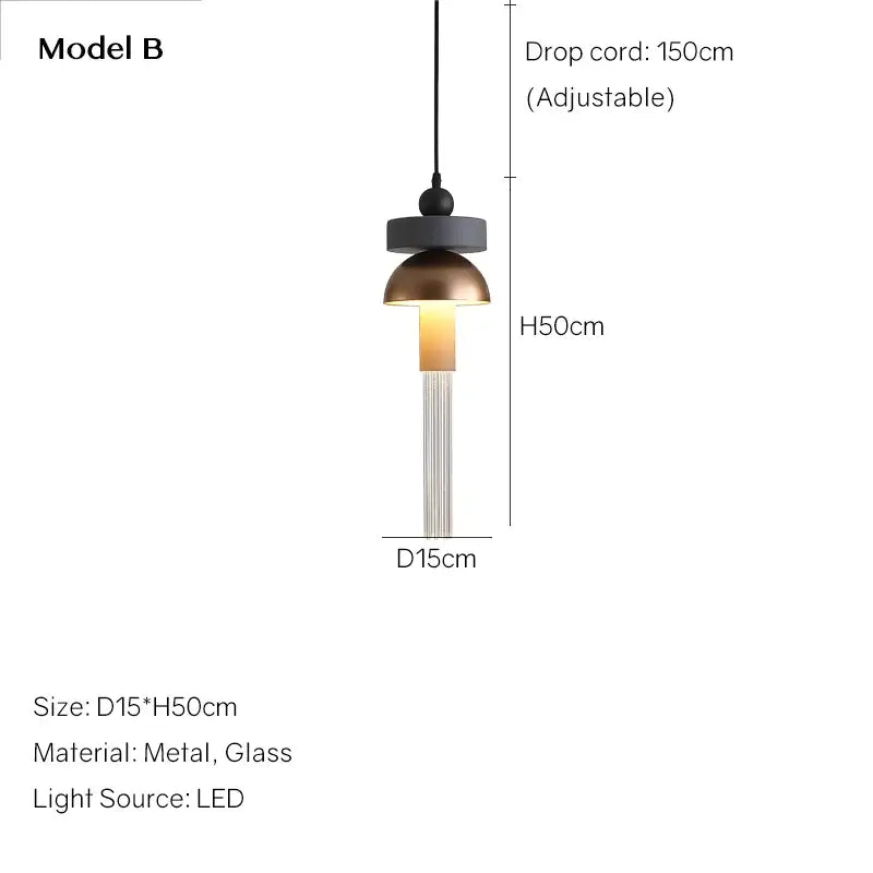 DecorBites™ Children's Room Glass Pendant Light Bedrooms Bedside Chandelier Metal Dining Table Lamp