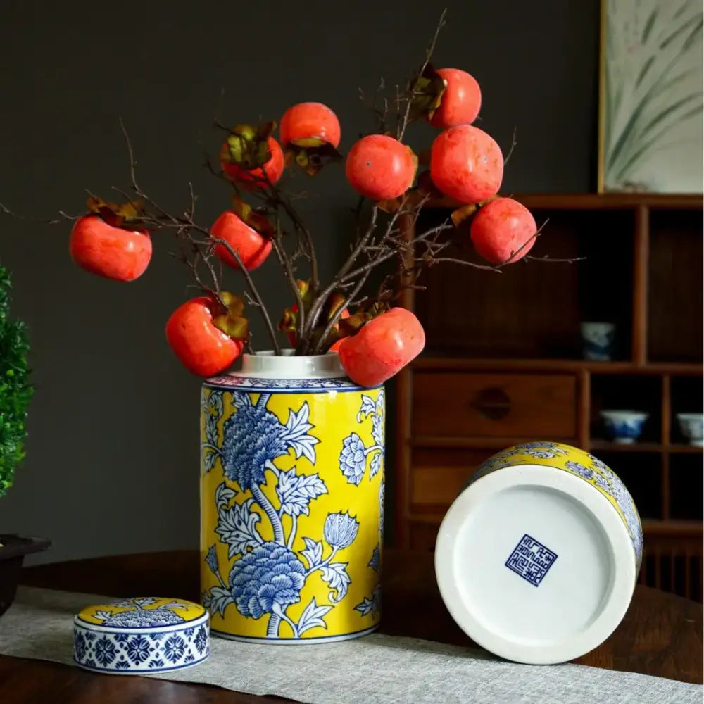 DecorBites™ Chinese Blue White Porcelain General's Jar Flower Vase Home Decoration