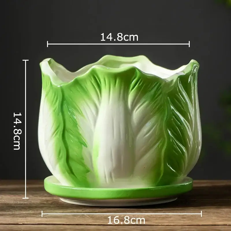 DecorBites™ Chinese Cabbage Ceramic Vase: Table Decoration, Flowers Arrangement, Room Aesthetic Decor