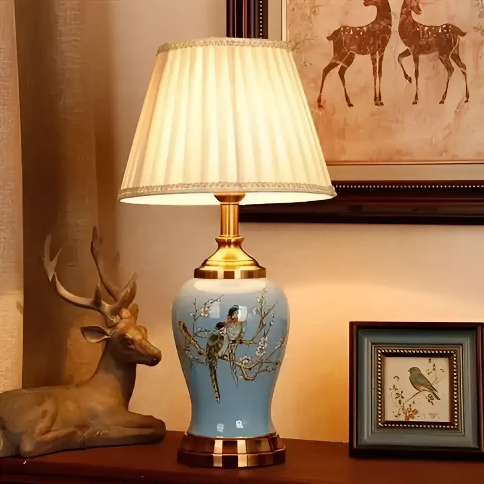 DecorBites™ Chinese Ceramic Table Lamp for Living Room, Bedroom, and Study Room