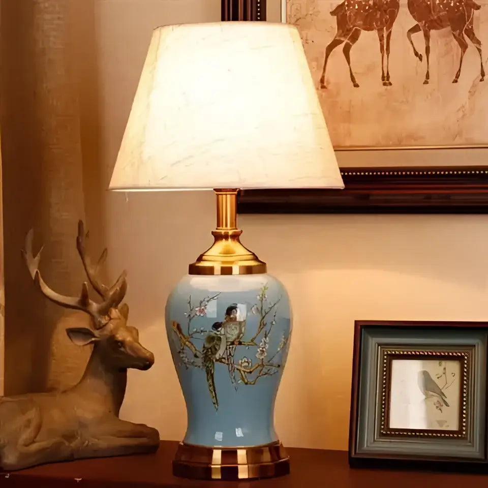 DecorBites™ Chinese Ceramic Table Lamp for Living Room, Bedroom, and Study Room