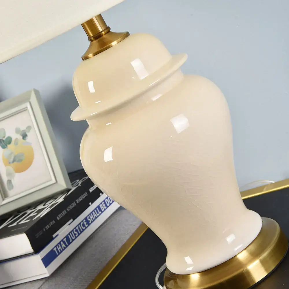 DecorBites™ مصابيح طاولة خزفية صينية لغرفة المعيشة وغرفة النوم مصباح E27 ديكور منزلي بجانب السرير
