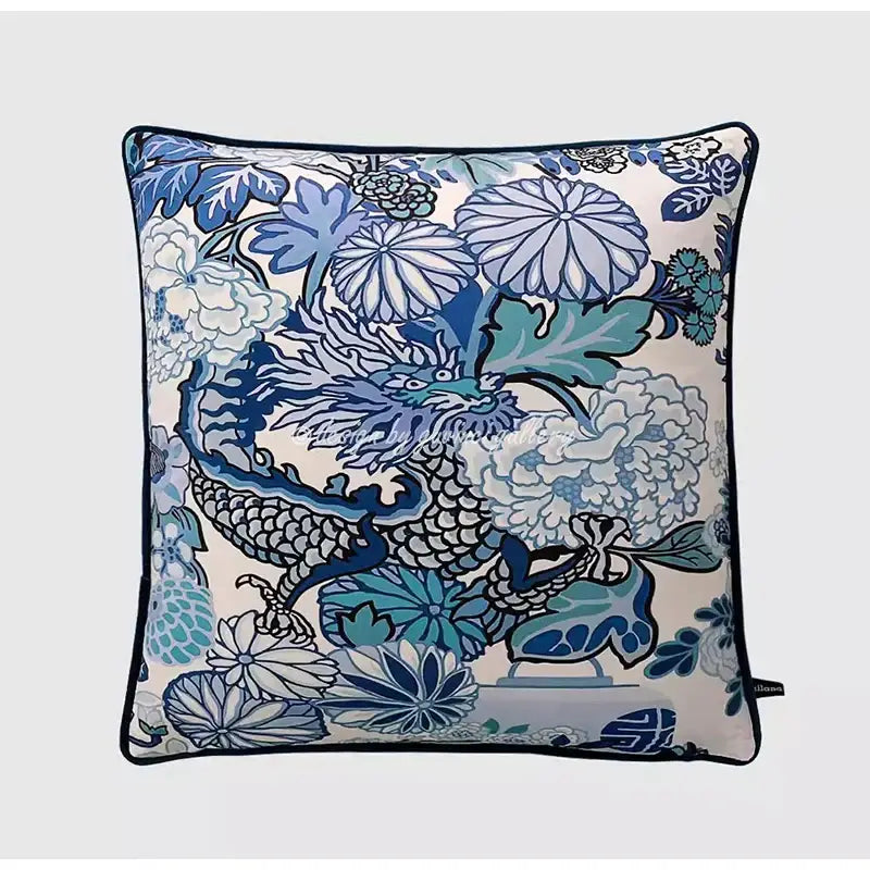 DecorBites™ Chinese City Landscape Velvet Lumbar Pillow Cover with Tassels, 30x50cm