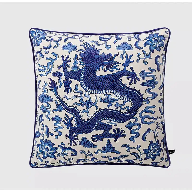 DecorBites™ Chinese City Landscape Velvet Lumbar Pillow Cover with Tassels, 30x50cm